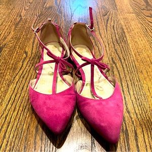 GUC Boden Pink Suede D’Orsay pointed toe bow strap flats. Size 38